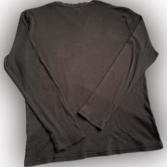 CALVIN KLEIN Vneck ribbed black stretch LONG SLEEVE shirt, LARGE - Picture 7 of 8